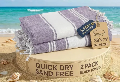 Miniatura 27 de LANE LINEN - Paquete de 4 toallas de playa de gran tamaño, toalla de piscina prelavada, extragrande, de secado rápido y sin arena, toalla de viaje