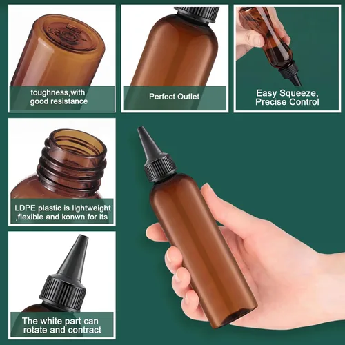 Miniatura 4 de Tanlade 200 botellas de plástico de 2 onzas para exprimir a granel Boston dispensadoras de aceite vacías para el cabello con tapa para aceites