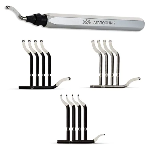 Miniatura 12 de AFA Tooling - Herramienta de desbarbado con 11 cuchillas giratorias de acero de alta velocidad M2 - Funciona en metal, resina, tubos de PVC, cobre
