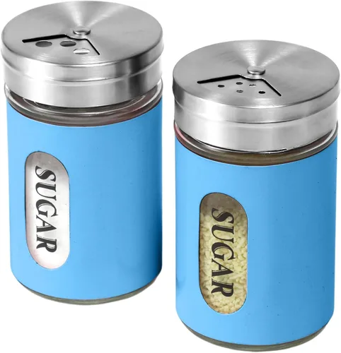 Miniatura 14 de Espolvoreador de Azúcar de Acero Inoxidable y Vidrio con Agujeros de Vertido Ajustables Espolvoreador de Canela Para Barra de Café, juego de 2 Blanco