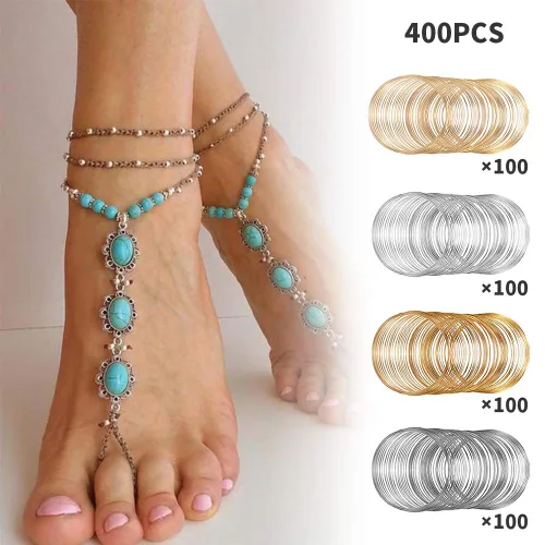 Miniatura 2 de Huwujiu Pulsera de alambre de 400 lazos para joyería con cuentas de memoria de alambre de acero con memoria para creación de arte, pulsera, collar