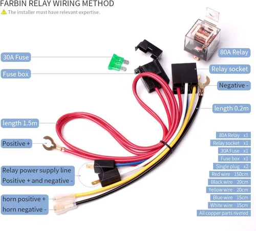 Miniatura 7 de FARBIN - Claxon de aire para camiones, bocina eléctrica compacta para trenes, bocina de coche de 12 V, 150 db, súper fuerte con arnés de cableado