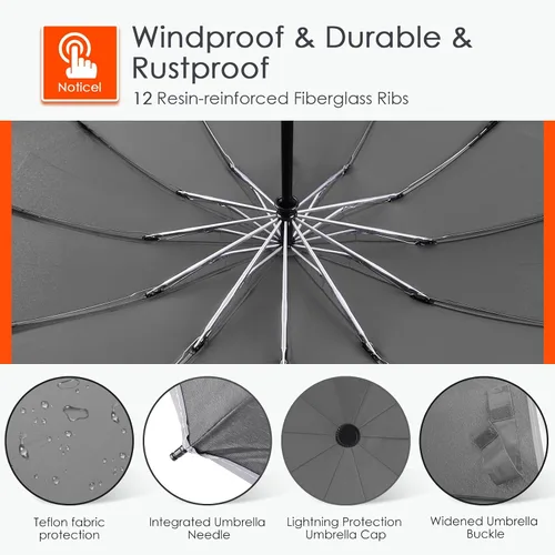 Miniatura 5 de Bodyguard Inverted Umbrella, Large Windproof Umbrellas for Rain & Sun, Compact Umbrella Reverse Umbrella with Reflective Stripe, Teflon Umbrella for