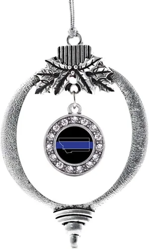 Miniatura 41 de Inspired Silver - Bonita bandera estadounidense - Adorno de Navidad plateado - Adorno de árbol de Navidad con dije circular con circonita cúbica