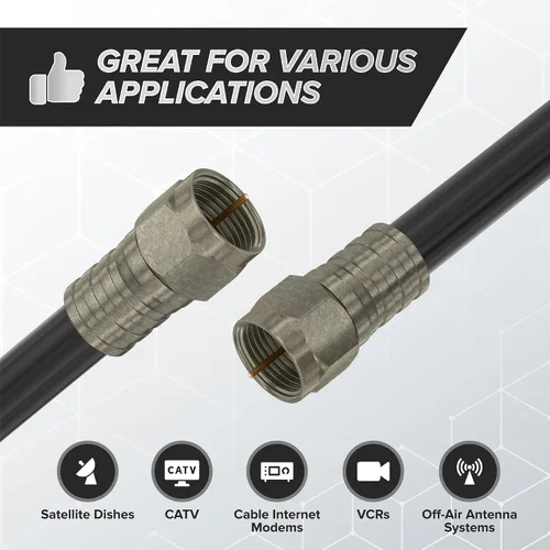Miniatura 2 de THE CIMPLE CO Conector coaxial de crimpado para cable coaxial RG6, conector de compresión radial, incluye junta tórica y gel para sellado hermético
