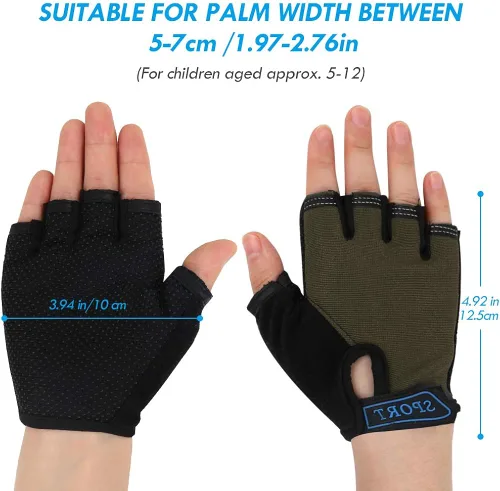 Miniatura 4 de FREEHAWK Guantes de ciclismo para niños, antideslizantes, ultrafinos, medio dedo, ciclismo, transpirables, guantes de patinaje sobre ruedas