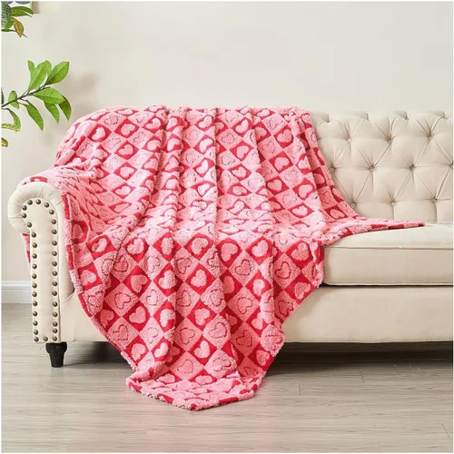 Miniatura 12 de FY FIBER HOUSE - Mantas con diseño de corazón a cuadros, mantas suaves y cálidas para regalos para amantes, madres, padres, lavables y ligeras