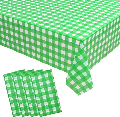 Miniatura 16 de Vedran Paquete de 2 manteles de plástico a cuadros verdes y blancos, 54 x 108 pulgadas, para fiestas de cumpleaños y festividades