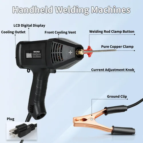 Miniatura 5 de Máquina soldadora de mano, máquina de soldadura portátil de 110 V con pantalla digital, inversor IGBT de 20 a 200 amperios, salida de soldadura