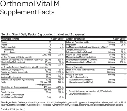 Miniatura 6 de Orthomol Vital M - Paquete de polvo y tabletas para hombres, suplemento vitamínico de 30 días, energía diaria, reducción de fatiga y apoyo