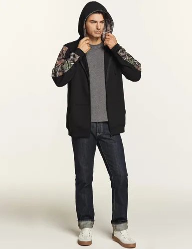 Miniatura 4 de CQR sudadera táctica de invierno para hombre, con capucha y forro térmico de vellón, de manga larga, sin botones