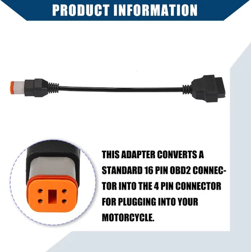 Miniatura 6 de Cable adaptador de escáner de diagnóstico de 4 pines a OBD2 para Harley / motocicleta interior OBDII de 16 pines a 4 pines para leer información