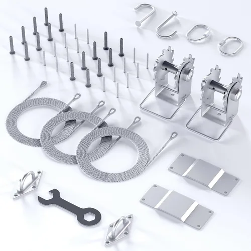 Miniatura 10 de Royal Shade Kits de accesorios de cables de alambre de 48 pies (12 pies x 4) para toldo rectangular / cuadrado – Metal de acero inoxidable