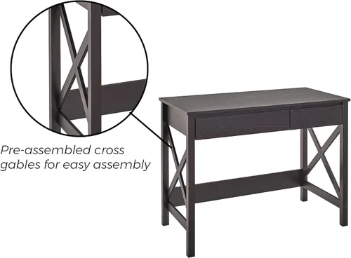 Miniatura 6 de ClosetMaid 3955 X-Frame Design Escritorio o consola con cajones, madera de nogal negro