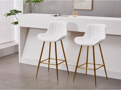 Miniatura 15 de Sidanli Blue - Juego de 2 taburetes de bar de terciopelo de 24 pulgadas con reposapiés, sillas de bar modernas para el hogar, isla de cocina, comedor