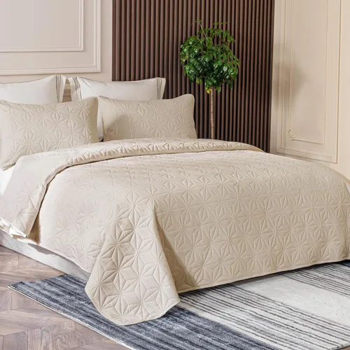 Miniatura 2 de Whale Flotilla - Juego de ropa de cama King, colchas suaves color beige brillante para cama King, tamaño King para todas las estaciones, 3 piezas