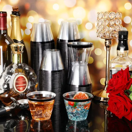 Miniatura 7 de Patelai 200 vasos de plástico con borde de 9 onzas, vasos de vino desechables, vasos de plástico transparente resistentes para fiestas, bodas