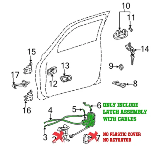 Miniatura 3 de Ensamblaje del pestillo de la cerradura de la puerta delantera izquierda compatible con Toyota Sequoia 2001-07 Tundra 2003-06 Reemplazar el conjunto