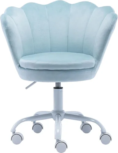 Silla de escritorio de terciopelo para niños, bonita silla de computadora moderna tapizada, con brazo giratorio, silla de tocador ajustable para