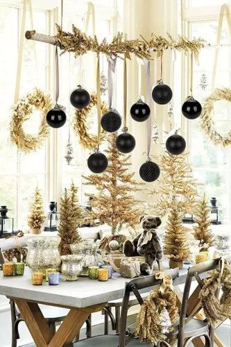 Miniatura 3 de Esferas de adorno de Navidad de 4.7 pulgadas, decoraciones de Navidad grandes, árbol de Navidad, inastillables, grandes, negras, con lazo