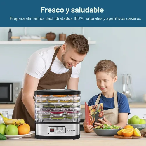Miniatura 7 de OSTBA Máquina deshidratadora de alimentos con temperatura ajustable y temporizador de 72 horas, deshidratadores de 5 bandejas para alimentos