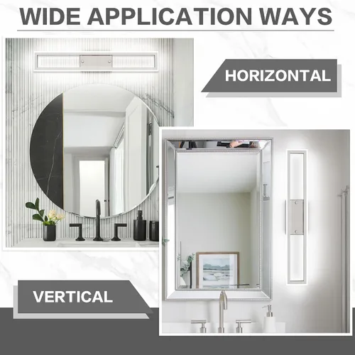 Miniatura 4 de Luces de tocador de níquel cepillado para baño, luces LED regulables para baño, luz de tocador moderna de 24 pulgadas, 6000 K