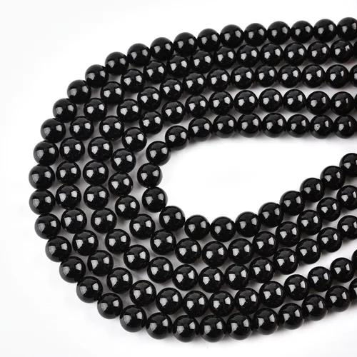 Miniatura 3 de Cuentas de ónix negro natural para hacer joyas, redondas de 14mm (0.55 pulgadas), piedras semipreciosas de 15 pulgadas (28 piezas/hebra)