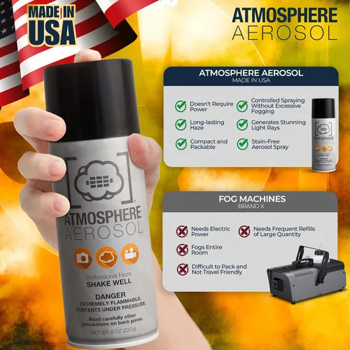 Miniatura 2 de Paquete de 5 – Haze/Fog Atmosphere Aerosol Spray para fotógrafos y cineastas – Efectos de humo y rayos de luz para fotografía para uso en interiores