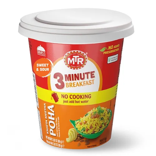 Miniatura 8 de MTR Mezcla de Poha de 3 minutos, comida india lista para cocinar, hecha con copos de arroz, 100% vegetariana, sin conservantes añadidos, conveniente