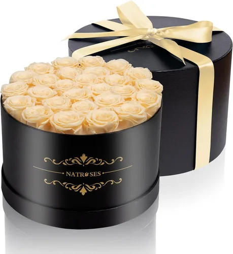 Miniatura 4 de NATROSES 27 Rosas Preservadas para Siempre en una Caja, Flores Preservadas para Entrega de Cumpleaños, para Mamá, Buttermilk Suero de mantequilla