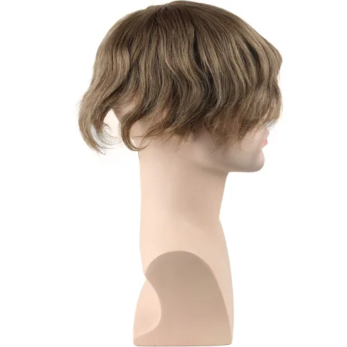 Miniatura 4 de Voloria Toupee - Pieza de cabello para hombre, sistema de reemplazo de cabello humano virgen 100% europeo, 10 x 8 pulgadas, color marrón claro #18