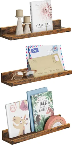 Miniatura 12 de SONGMICS CUSTOS Collection - Estantes flotantes, juego de 3 estantes de pared, 15 pulgadas de ancho, para marcos de fotos y baratijas, para sala