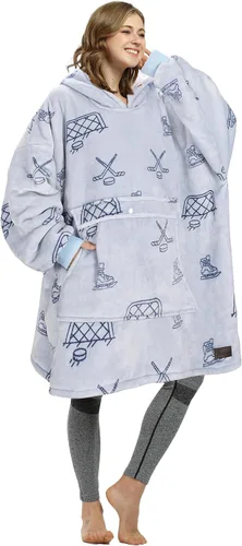 Miniatura 46 de Catalonia Sudadera extragrande tipo manta con capucha, sudadera de sherpa portátil para adultos, hombres y mujeres