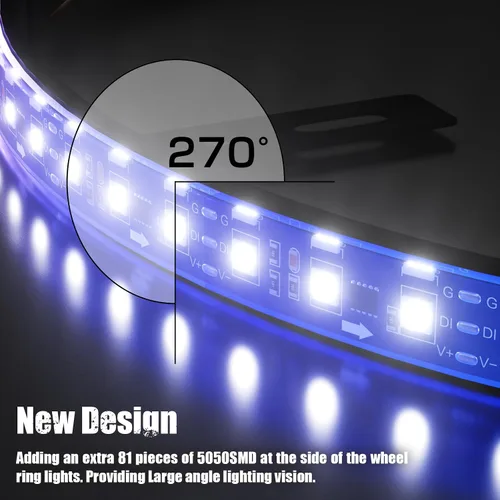 Miniatura 2 de Luces de rueda SUNPIE para camiones, luces de anillo de rueda de color de ensueño para coches con amplio ángulo para SUV con llanta de 17 pulgadas