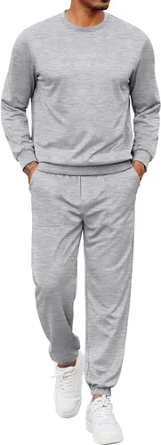 Miniatura 51 de COOFANDY Conjunto deportivo de 2 piezas para hombre, sudadera de manga larga, sin botones, para deportes, casual, fitness, trotar