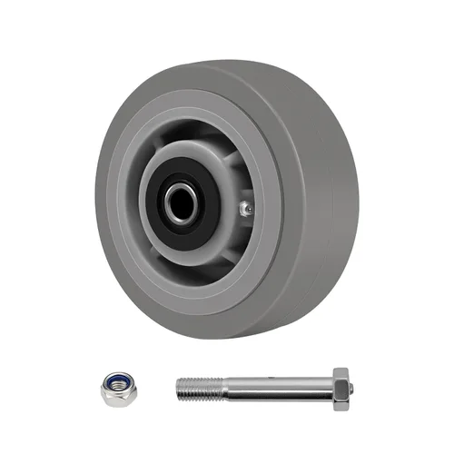 Ruedas giratorias resistentes de 5 x 2 pulgadas, ruedas industriales, ruedas de goma, juego de 1 con capacidad de hasta 500 libras