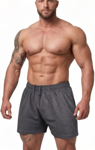 Miniatura 11 de Muscle Alive Pantalones cortos de correr para hombre con bolsillos, ropa atlética, algodón de rizo francés con 3 o 5 pulgadas