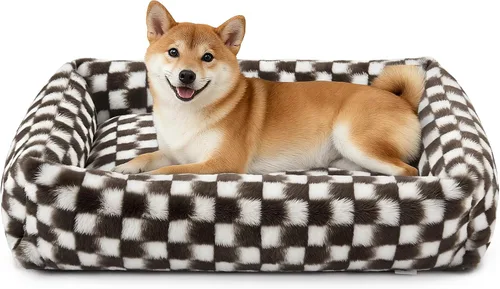 Miniatura 36 de JOEJOY Cama mediana para perros de tamaño mediano, cama ortopédica rectangular lavable para mascotas con funda de cremallera extraíble, bonita cama