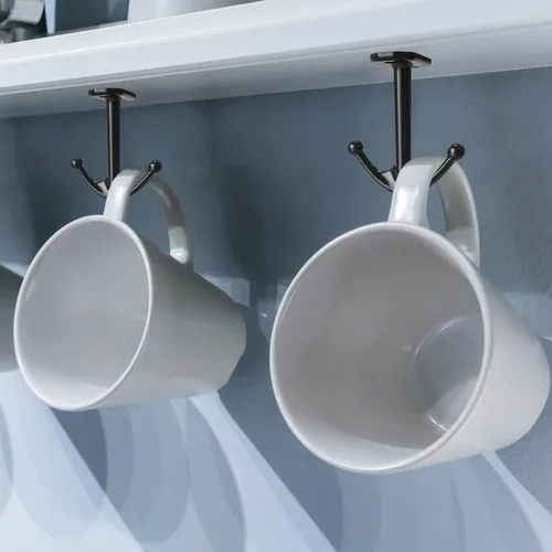 Miniatura 3 de Gancho de techo de dos puntas para armario, baño, cocina, garaje, paquete de 8 (negro)