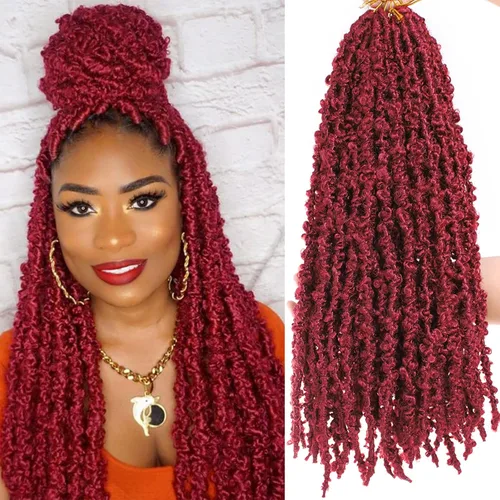 Miniatura 80 de ZRQ Butterfly Locs Cabello de Ganchillo Corto 6 Paquetes Negro Cabello Bob de Ganchillo 8 Pulgadas Locs Sintéticos Desordenados Desgastados Trenzas