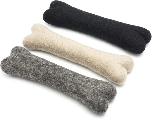 Miniatura 8 de Glaciart One Hueso masticable de lana de fieltro para perros (3 piezas) Juguete duradero para masticar perros, juguetes masticables para cachorros