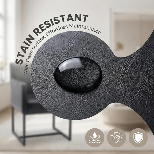 Miniatura 5 de HNY Juego de 2 sillas de comedor tapizadas modernas de mediados de siglo con brazos, sillas decorativas de piel sintética con marco de metal