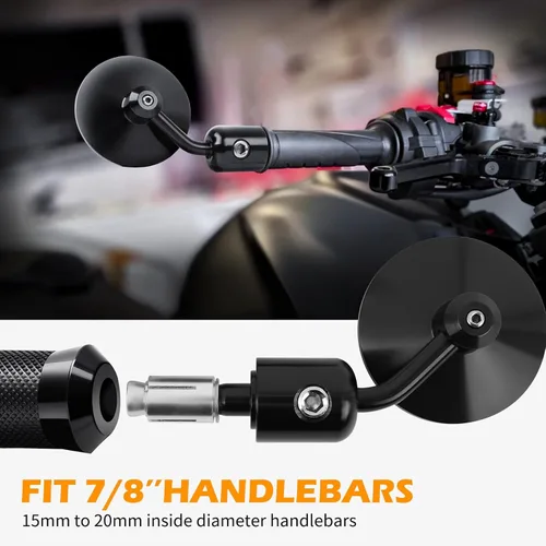 Miniatura 4 de Espejos laterales redondos para motocicleta de 7/8" en el extremo del manillar, compatibles con motos de calle, Cafe Racer, motos deportivas