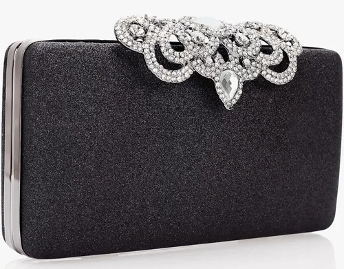 Miniatura 2 de Dexmay - Bolso de mano con diamantes de imitación con cierre de corona de cristal, bolso de noche formal para mujer