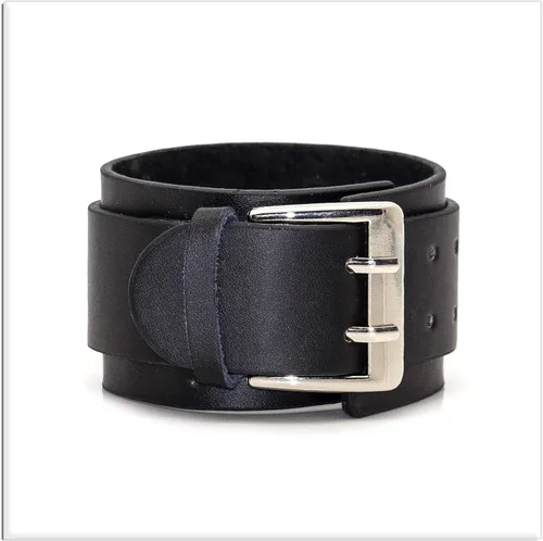 Miniatura 2 de Xusamss Pulsera de cuero ancha de la pulsera de la hebilla del cinturón de la aleación punk, 7"-8