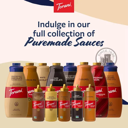 Miniatura 6 de Torani Puremade Salsa de caramelo y chocolate amargo variado, paquete de 2 para postres y bebidas de café, 16.5 onzas Ea