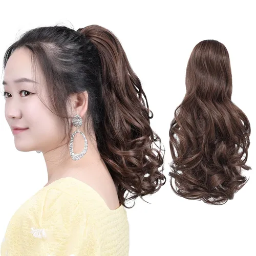 Miniatura 41 de Extensión de cola de caballo negra con clip de garra, ondulada, 10 pulgadas, 3.5 onzas, sintético, como verdaderos, postizos, para mujer, Yaki