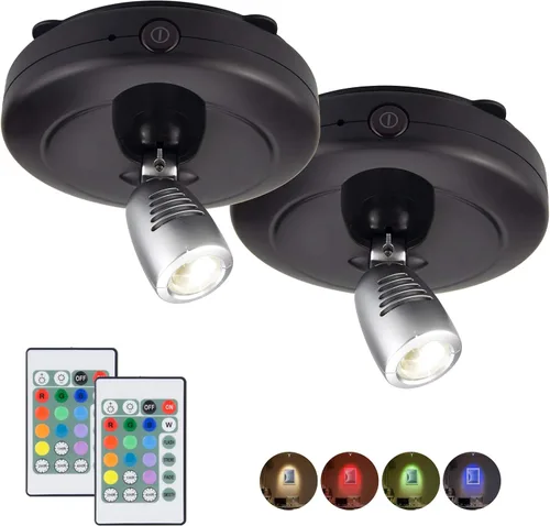 Miniatura 16 de BIGMONAT Foco inalámbrico que funciona con pilas, luz de imagen RGB con control remoto y temporizador, lámpara de visualización que cambia