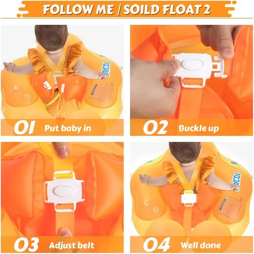 Miniatura 6 de LAYCOL - Flotador de natación para bebé con toldo solar FPU 50+ para piscina, no se voltea, para bebés de 3 a 36 meses Amarillo