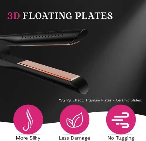 Miniatura 6 de SKIMI Airflow Styler, plancha de pelo de titanio alisadora de cabello plana, rizador de pelo profesional con tomas de aire de enfriamiento